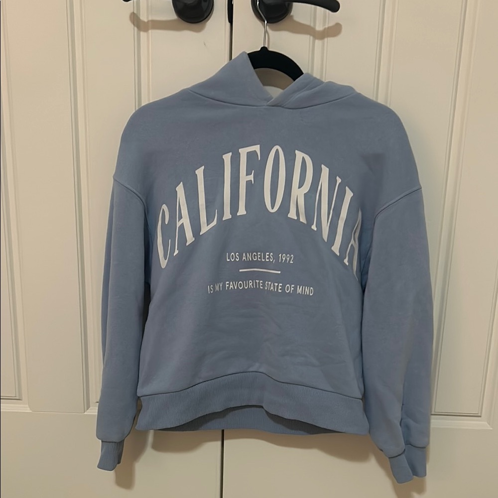 zara girls size 13/14 blue california hoodie